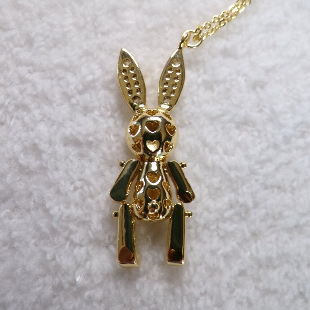 Moving Articulating Rabbit Pendant Necklace 18" - Picture 7 of 7